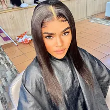 Hueso recto frente de encaje pelucas de cabello humano 8-30 pulgadas brasileño recto pelo humano del cierre del cordón pelucas para mujeres HD peluca Frontal de encaje