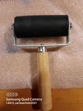 Rodillo de goma con mango de madera, herramienta de estampado de tinta artística, accesorios hechos a mano, práctico, 6cm
