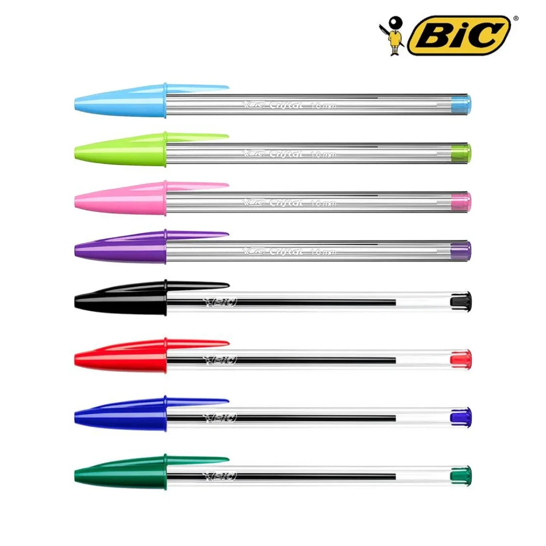 BIC Cristal Original® Bolígrafos BIC media 1,0 mm color azul rojo negro verde / BIC Cristal Fun - Bolígrafos de punta ancha (1.6 mm), color morado, rosa, verde lima ,turquesa y naranja - AliExpress