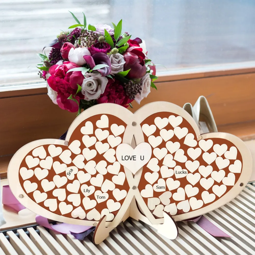 Романтическое Двойное сердце в форме свадебной подписи головоломка память гость книга для свадебного украшения вечерние принадлежности