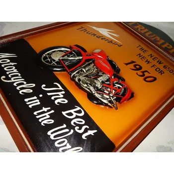 

VINTAGE wooden picture wall decor TRIUMPH THUNDERBIRD