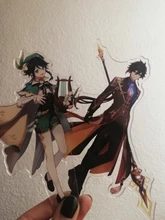 Genshin-Juego de mesa con base para disfraz de personaje, modelo de placa con base, modelo de figura de acrílico, ventiladores para decoración, regalo, Zhongli Mona Xinyan