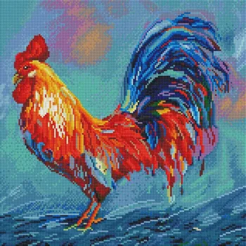 

"Noble cock" Diamond Mosaic on the stretcher 40*40. Snow White. 363-st-s