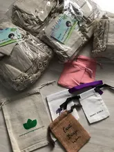 Lino Natural bolsas de regalo de joyería 8x11cm 9x12cm 10x15cm, 13x17cm paquete de 50 logotipo personalizado maquillaje bolso bolsas