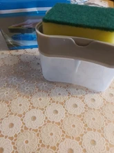 Dispensador de detergente líquido 2 en 1, caja de jabón líquido con prensa, organizador de bomba con esponja, herramienta de cocina, suministros de baño