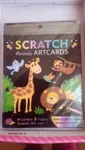 9 Uds. De arco iris mágico Color Scratch pintura artística sobre papel, Kit de tarjeta de dibujos animados dinosaurio unicornio tablero de dibujo niños DIY juguetes educativos