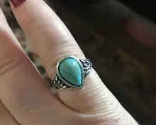 Anillo Vintage de piedra Natural antigua para mujer, joyería de regalo, anillo de dedo de turquesas azules para mujer, anillos de aniversario de bodas