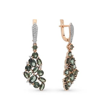 

Gold earrings with tourmaline and cubic zirconia sunlight sample 585