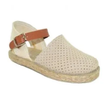 

Sandals closed split camel and esparto for girl, Conguitos