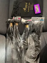 Pelo humano brasileño que rebota, mechones de pelo liso con cierre, Color Natural, pelo Remy, 3 mechones con cierre de encaje