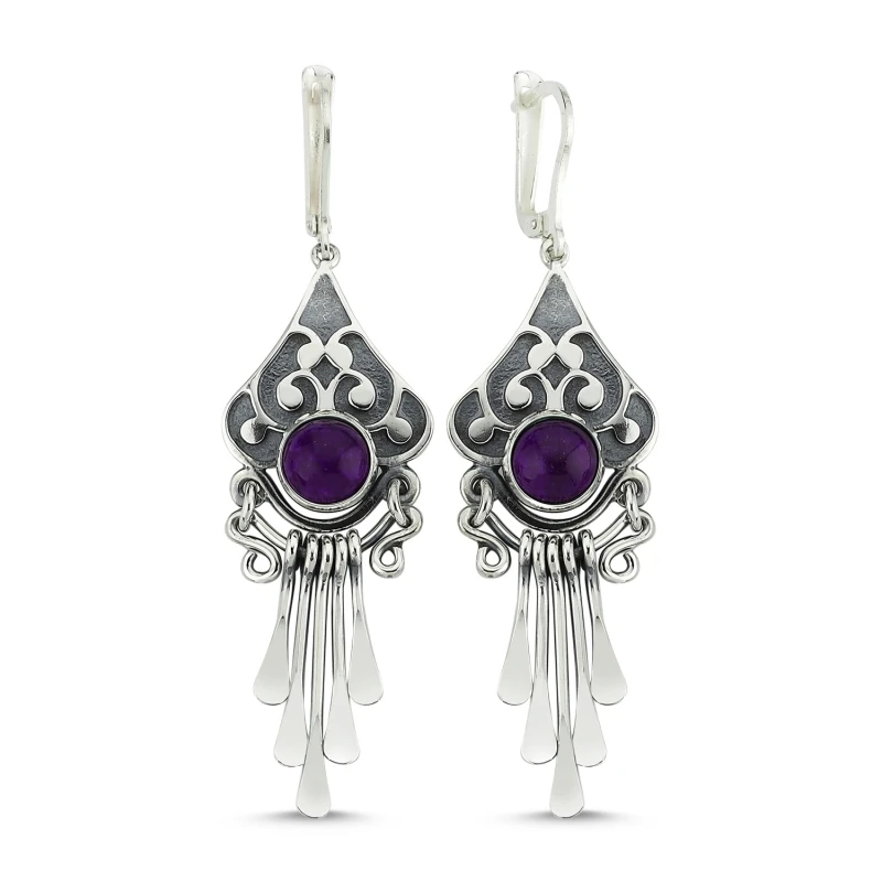 

Armagano Amethyst Cubic Zirconia Dangle Hand Handwork Earrings