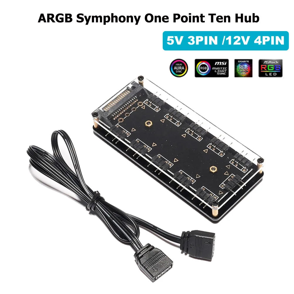 Разветвитель-удлинитель ARGB 5 В 3/12 10 портов RGB-подсветка | Компьютеры и офис