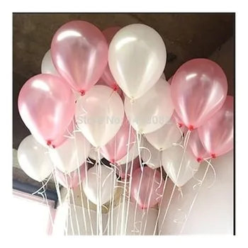 

Balloon House 50 PCs Metallic Pearlescent Flying Balloon (Pink-White Mixed) Balloon
