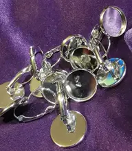 Palanca francesa de 8, 10, 12, 14, 16, 18, 20 y 25mm, pendiente de cabujón, ajuste de pendiente, Base Blanco, camafeo, bandeja para engastes para suministros de joyería