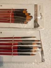 Pincel de pelo de Nylon para óleo redondo Filbert Ángel plano acrílico aprendizaje Diy acuarela pluma para artistas pintores principiantes, 6 unids/set