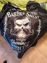 Delantal con estampado de cráneo para barbero, bata para barbería, capa de poliéster, nuevos diseños y estilismo para peluquerías, 2020