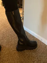 BONJOMARISA de moda botas de plataforma de tacón grueso cuñas media pantorrilla botas de mujer casual de marca de fondo grueso zapatos de invierno Mujer