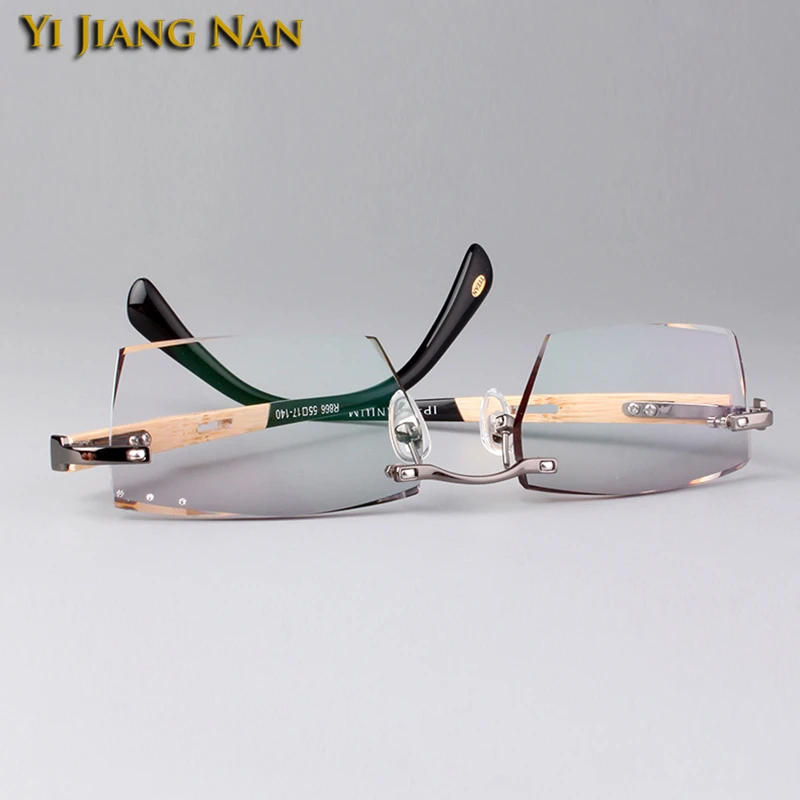 Pure Titanium Glasses Frame Men Bamboo Wood Temple Quality IP Plating lunette de vue homme Eyewear Prescription