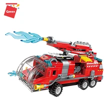 Qman fuego de ciudad camión de bloques de construcción barco helicóptero bombero rescate coche bloques de modelismo juguetes educativos para niños regalos(China)