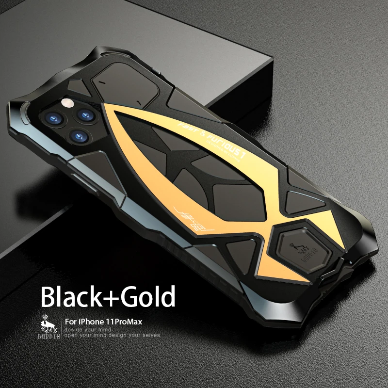 Black Gold Роскошный спортивный чехол LUPHIE для iPhone 11 Pro Max, противоударный защитный Алюминиевый Чехол для iPhone X XS Max XR, силиконовый чехол - Цвет: Black Gold