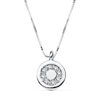 

Pendant 18k white gold chain 42cm. Zircons Circle 8mm. [AB8799]