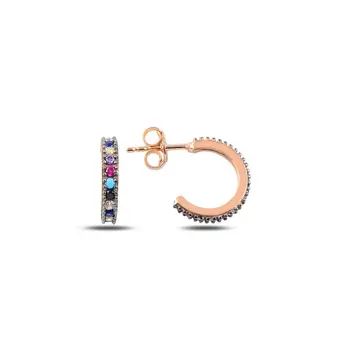 

Angemiel 925 Silver 8,5mm Single Row Mixed Color Zircon Stone Tamtur Earrings