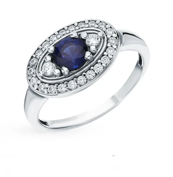 

Silver ring with sapphires and cubic zirconia sunlight