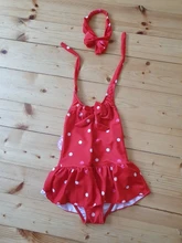 Bañador con diseño de puntos para niñas, traje de baño de una pieza para niñas pequeñas, SW321-CGR1 de baño, 2019