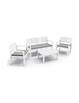 

Set salon Indoor & Outdoor: 2 armchairs, 1 sofa 2 seater with cushions and table (domestic)