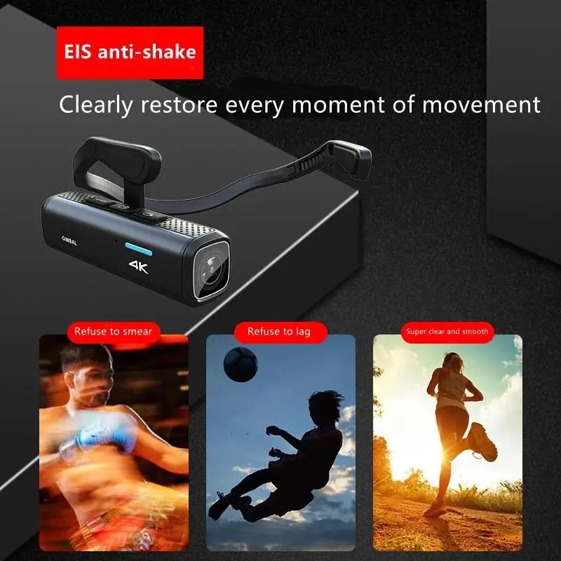 Camara digital Lenovo-Cámara de acción deportiva 4K, videocámara inalámbrica montada en la cabeza IP65, impermeable, EIS, antivibración, visión nocturna, DVR en vivo - Imagen 4