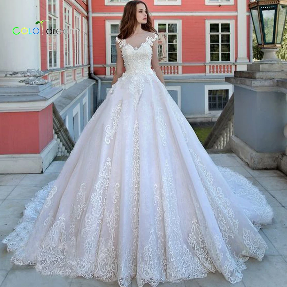 Свадебное платье бальное платье vestido de novia с v-образным вырезом собора/Королевского поезда