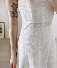 VITIANA-vestido Midi informal para mujer, vestido largo Midi liso en blanco y azul con encaje, sin mangas, elegante para fiesta de verano, 2018