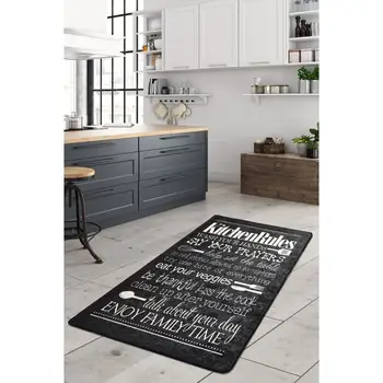 

Turkish Non-Slip Kitchen Mat Modern Design Hand Made Carpet Floor Mat Home Entrance Doormat Black White Carpet 80x150 cm