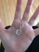 Mad-Colgante Vintage con forma de moneda para mujer, Gargantilla larga, Color dorado y plateado, joyería llamativa, regalo