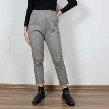 Ankle-Length-Pants Harem-Pants Loose Trousers Wool-Suit High-Waist Winter Womens Autumn