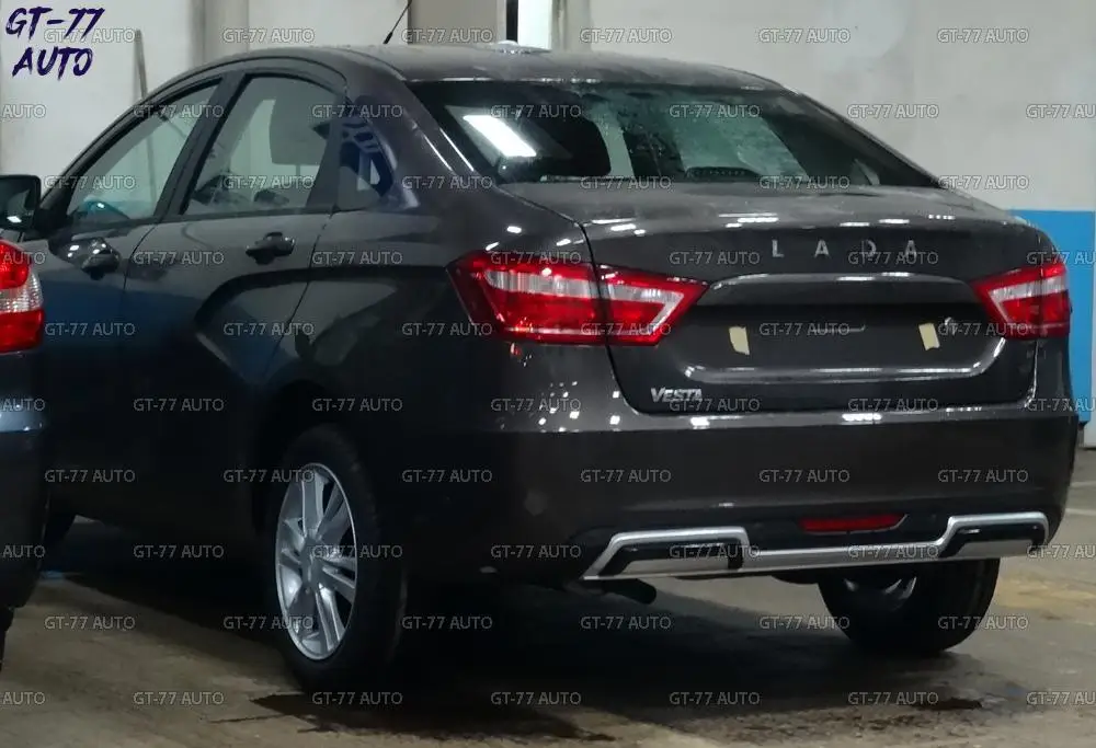 Декоративная накладка заднего бампера для Lada Vesta Sedan- диффузор имитация двойного выхлопа молдинг внешний материал ABS пластик Стайлинг тюнинг