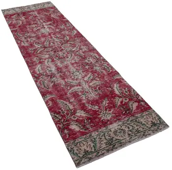 

82x282 Cm Red Handmade Overdyed Runner Rug-3x9 Ft