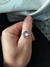 Anillo ajustable abierto de piedra lunar para mujer, de Color plata sortija de compromiso, Circonia cúbica, zirconia, circonita, zirconita, Estilo Vintage