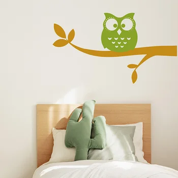 

Owl landing on the branch wall decals -Cute Owl nursery stickers