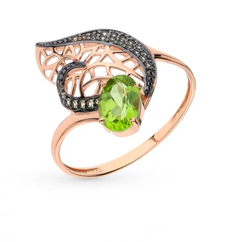 

Gold ring with хризолитом and cubic zirconia sunlight sample 585