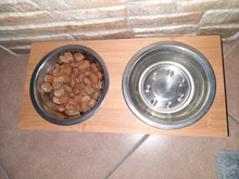 Drinking-Bowls-Combination Puppy TECHOME Bamboo-Frame Stainless-Steel/ceramic-Feeding