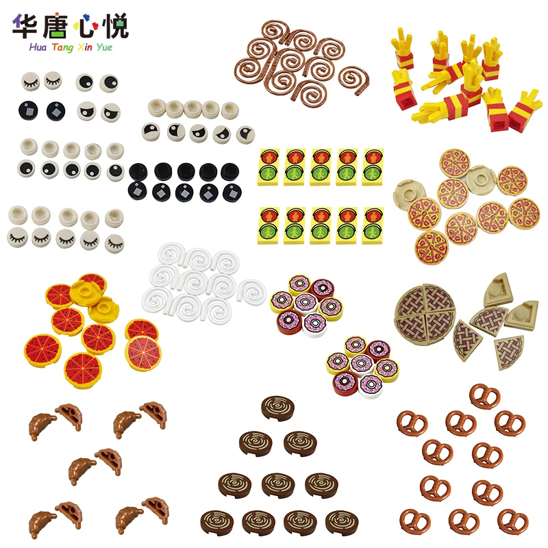 City Foods Plants Accessories Parts Series Toys For Kids Building Blocks Educational Pizza White Round Eye Compatible Gift | Игрушки и
