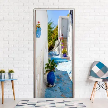 

Mural for door-Blue Alley - 70x210 cm