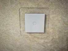 Minitiger-Interruptor táctil para luz de pared, estándar europeo, de lujo, de cristal blanco, 1 entrada y 1 vía
