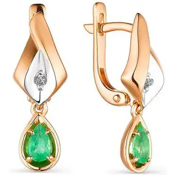 

Alcor earrings drops with emeralds and diamonds in red gold