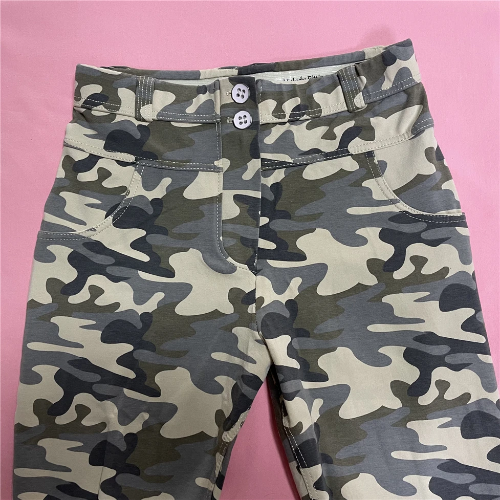 Legging camuflada feminina, com elasticidade, casual, push