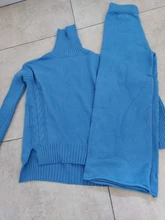 Women Tracksuit Pants Pullovers Sweater-Set Spring Wide-Legs Warm Turtleneck Autumn JXMYY