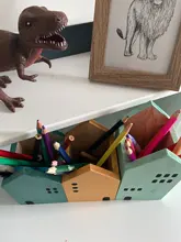 Lápiz de madera con forma de Casa soporte de escritorio para lápiz organizador contenedor cepillo pote papelería escuela Oficina suministros