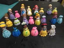 24 unids/set 5-8cm de princesa de Disney juguetes Snow White Sofía Belle Cenicienta Alice Anna dormir belleza vestido cambiante regalo