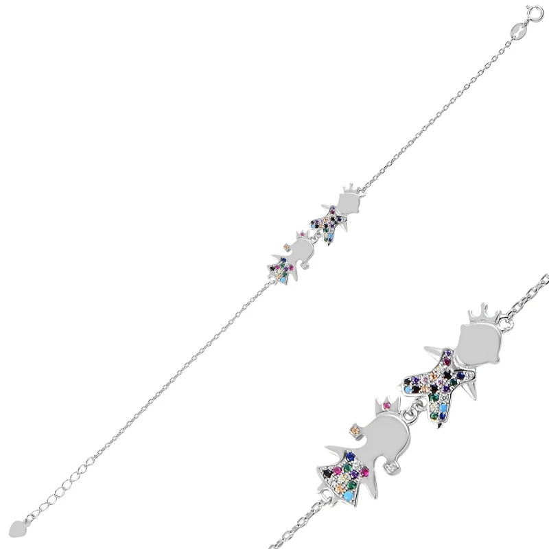 

Silver 925 Sterling Male & Female Child Mixed Zircon Cubic Zirconia Bracelet